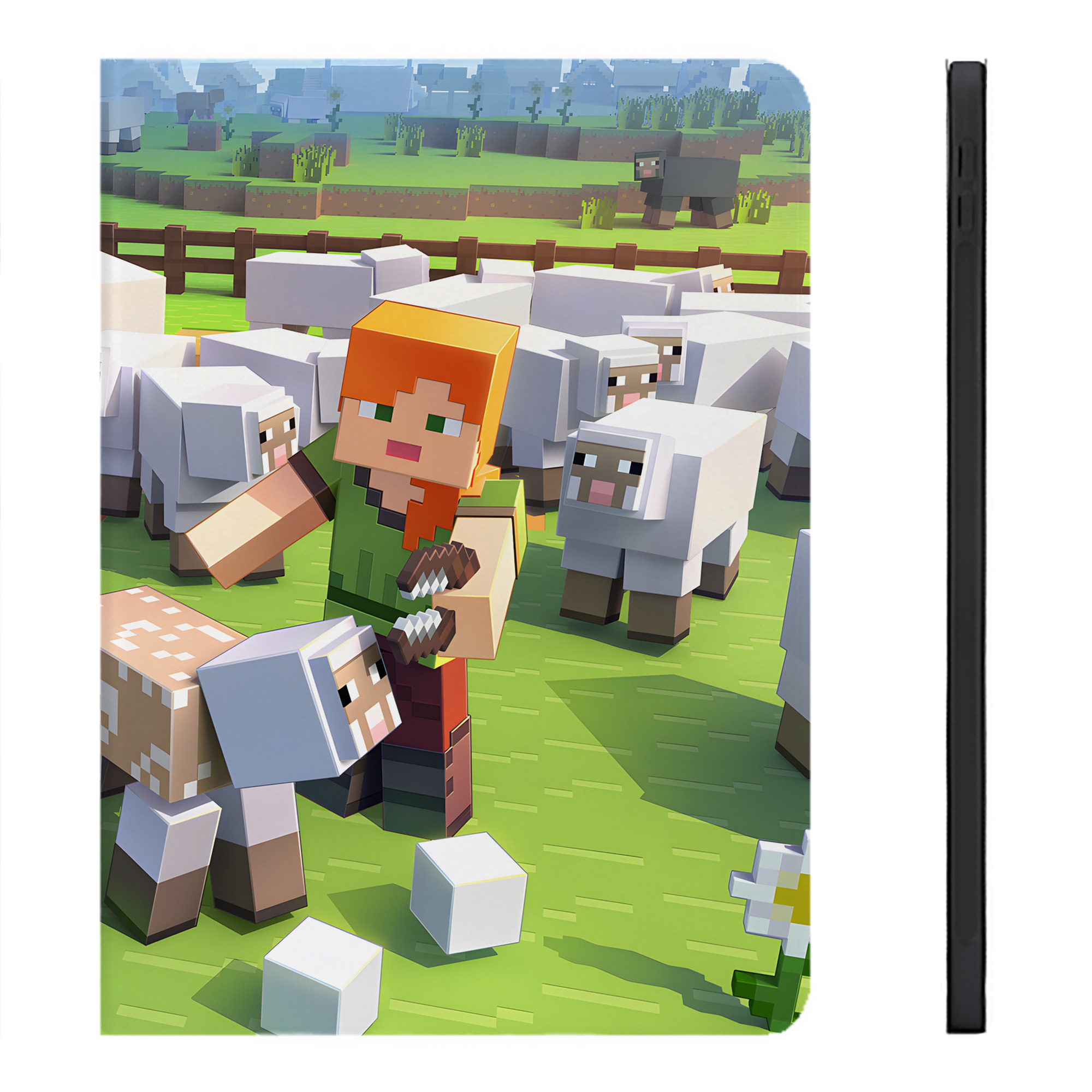 （画像用） マインクラフト ブロックの世界 Minecraft MC Block world IPadケース ペンホルダー付き ブックスタイルデザイン
